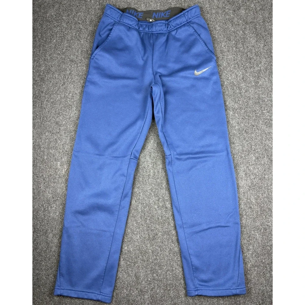 Nike Dri-FIT Boys Blue Fleece Training Pants Joggers Medium M Reflective Swoosh